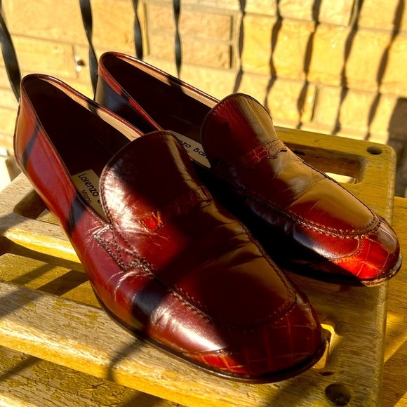 LORENZO BANFI  Milano Leather And Alligator Women’s Loafers Size 8 - Picture 1 of 12